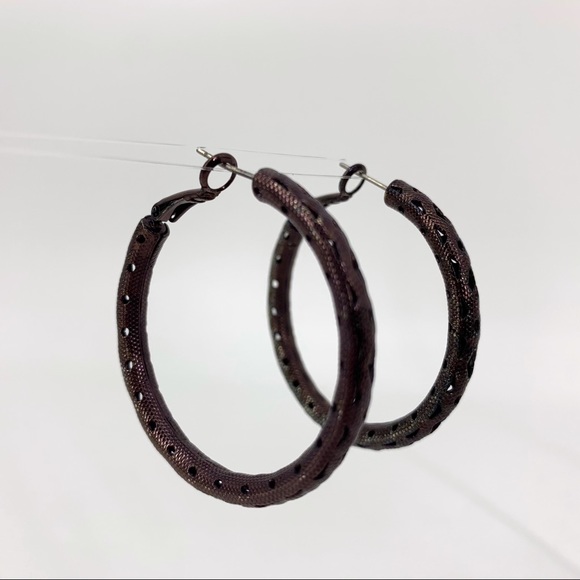 Lia Sophia Cutting Edge Brown Gold Hoop Earrings - Picture 4 of 12